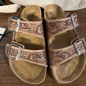 Western Hand-Tooled Sandals